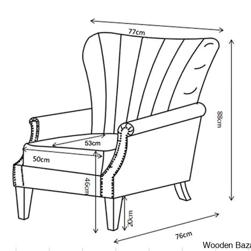 Occasional Accent Velvet or Fabric Lounge Cocktail Luxurious Padded Wing Back Armchair with Stud Detail Armrests (Dark Grey Velvet)