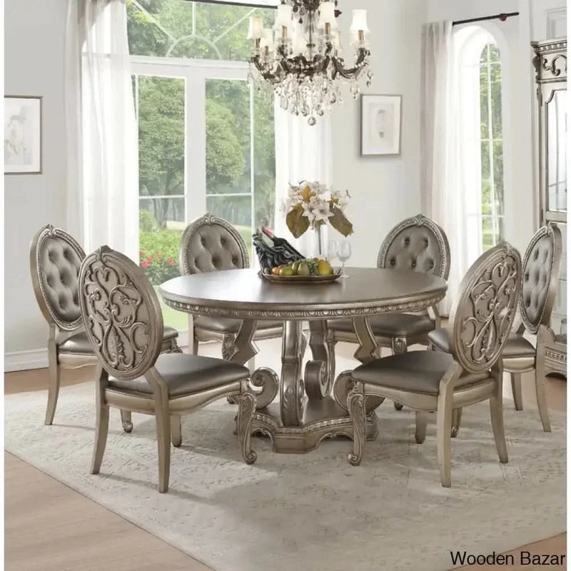 Onam New 6 Seater Pedestal Dining Set Including table (7 Piece)