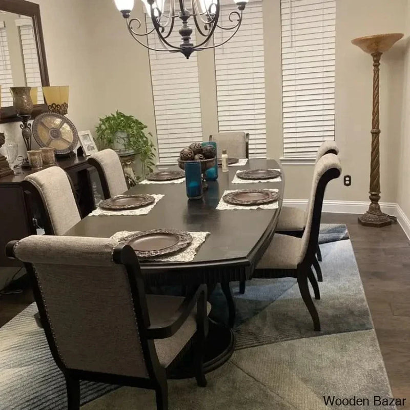 Oreframe 6 seater Extendable Wooden Dining Set in Double Pedestal
