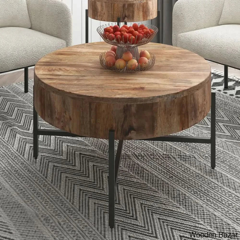 Paislea Solid Wood Top Coffee Table Center Table - Craft Decor Natural