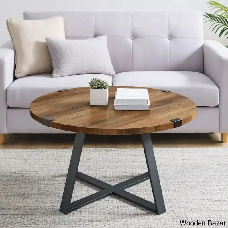 Paramus Cross Legs Round Coffee and Center Table
