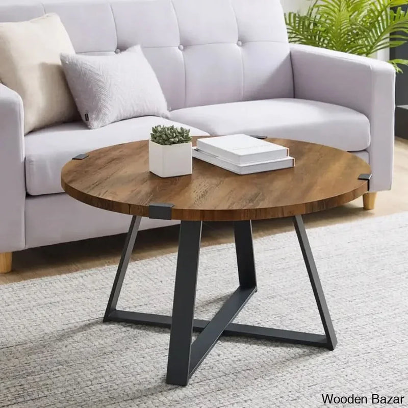 Paramus Cross Legs Round Coffee and Center Table