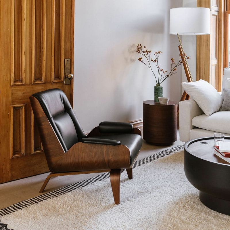 Tiyusha Bent Ply Leather Chair - Craft Decor