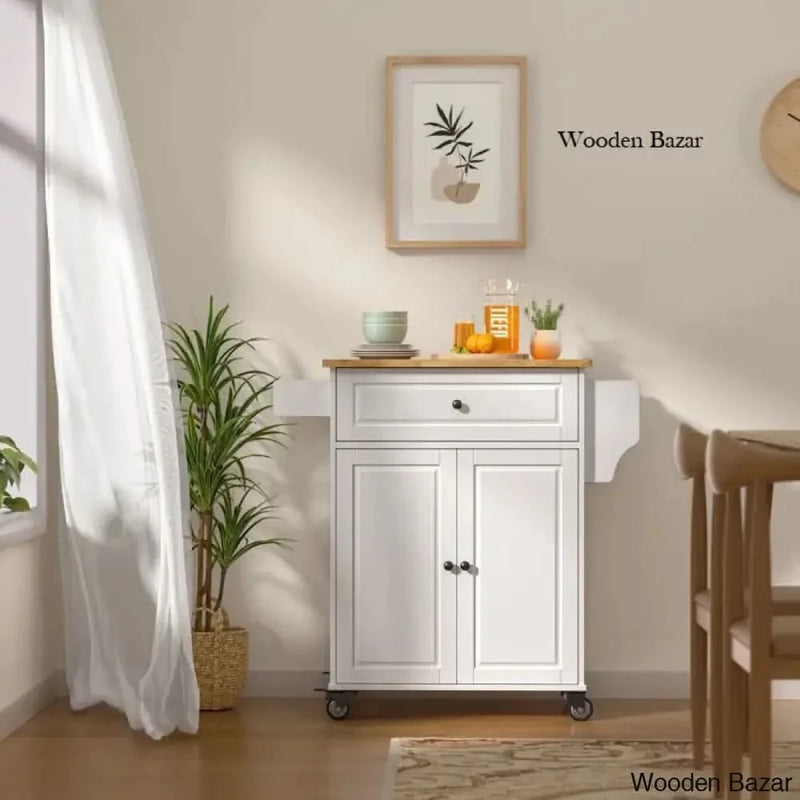 Pepper New Mobile Kitchen Cart with Metal Wheels and Adjustable Shelves