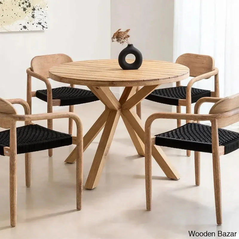 Potter Latest Round Dining Table Set with Armrests - Craft Decor
