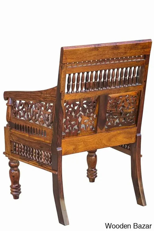 Pure Sheesham Wood Antique Look Seating Chair/Wooden Handmade King of Chair for Living Room