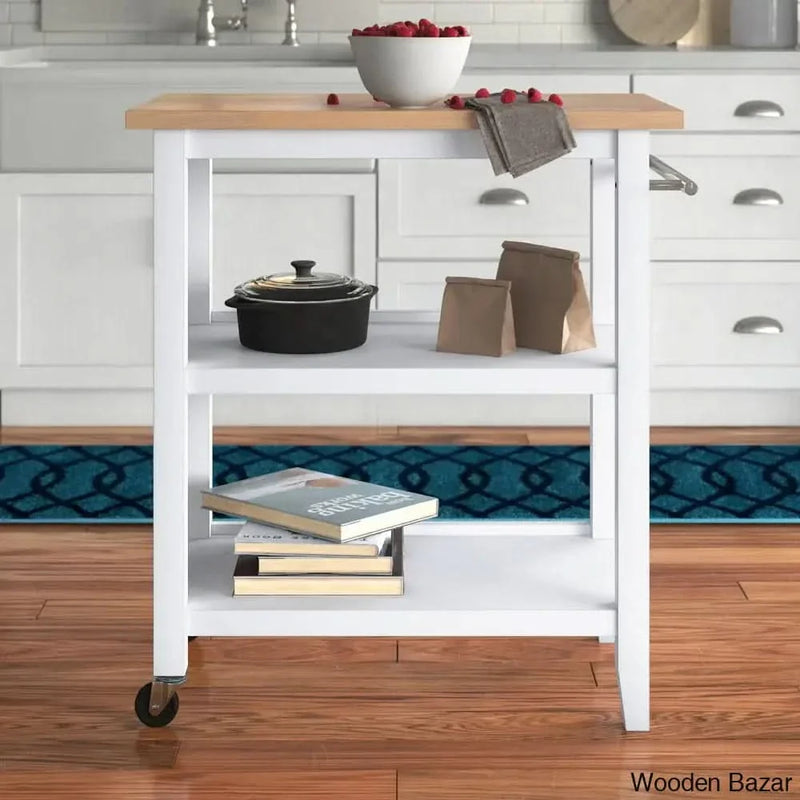 Raabe Solid Wood Kitchen Cart Kitchen trolley cart cabinet kitchen island with storage