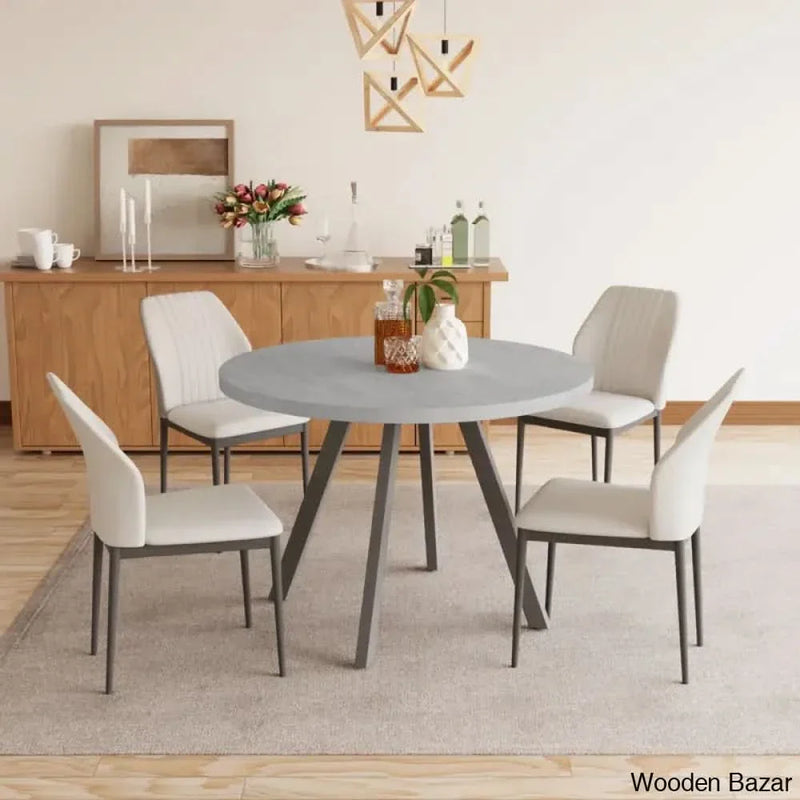 Ranjiosh 35.4" Round Dining Table Set | Sleek Modern Kitchen Table for 4People