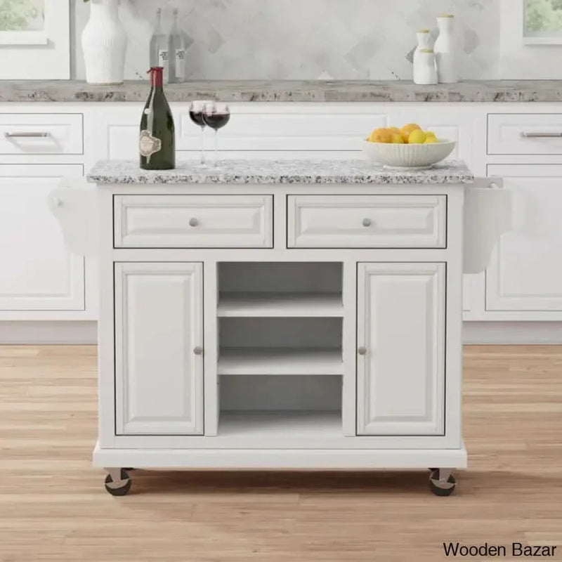 Raynham Wide Rolling Kitchen Island Kitchen trolley cart cabinet kitchen island with storage