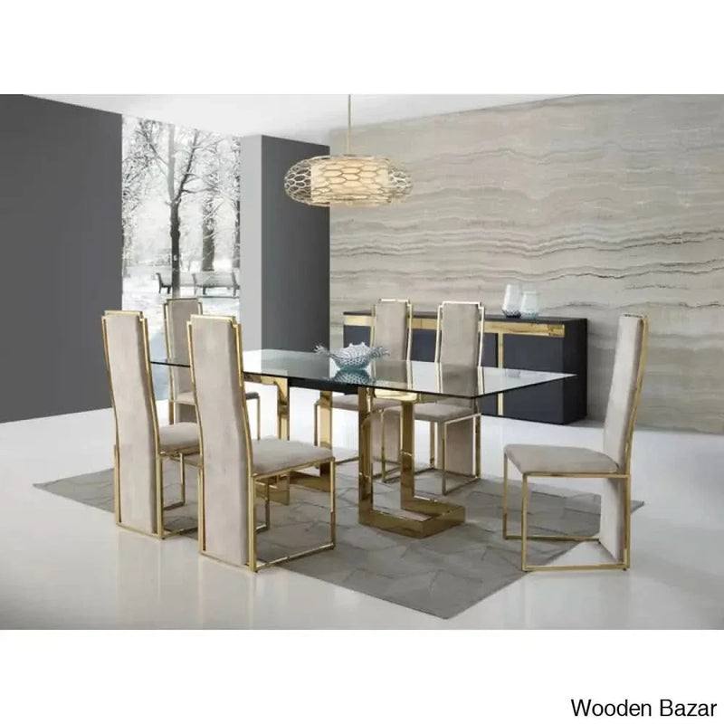 Robbo New 6- Seater Glass Top Double Pedestal Dining Set