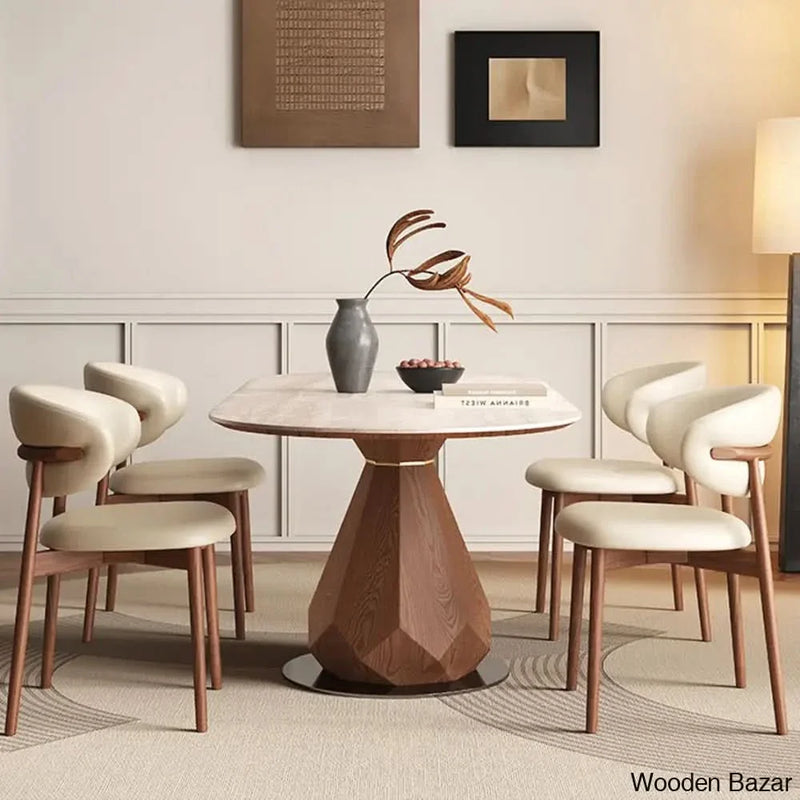 Rock plate dining table and chair combination