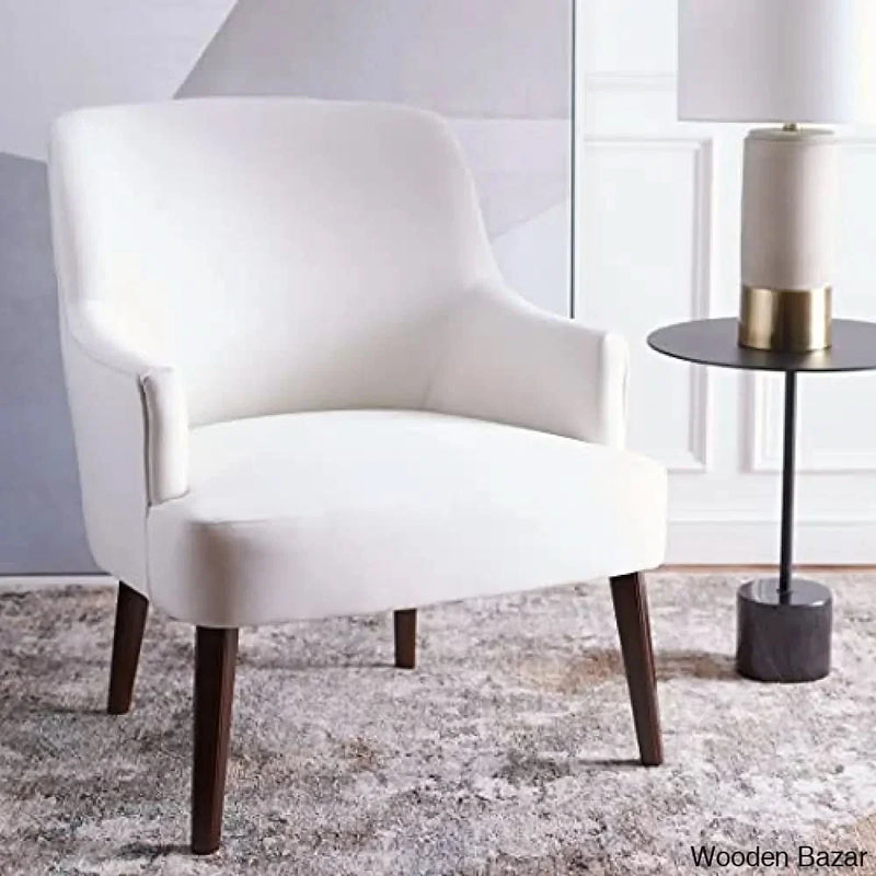 SAFAVIEH Home Collection Briony White Velvet/Walnut Accent Chair ACH4003A