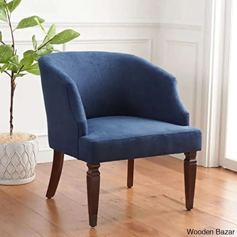 SAFAVIEH Home Collection Ibuki Navy/Walnut Accent Chair ACH4006B