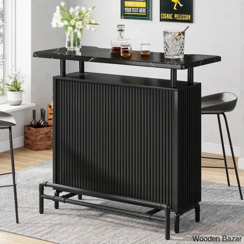 Samina 47.25'' Modern Industrial Black Counter Bar Table