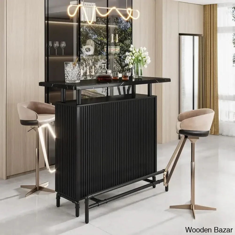 Samina 47.25'' Modern Industrial Black Counter Bar Table