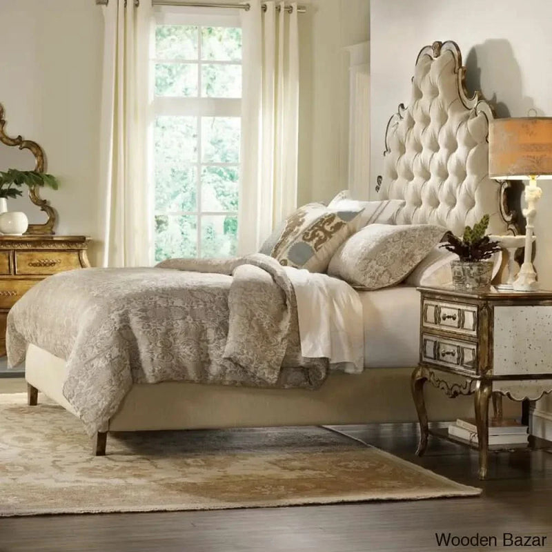 Sanctuary Tufted Solid Wood and Upholstered Low Profile Standard Bed