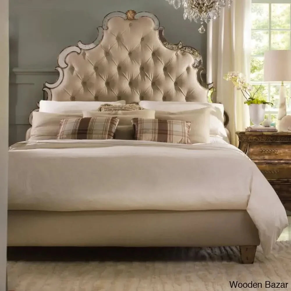 Sanctuary Tufted Solid Wood and Upholstered Low Profile Standard Bed