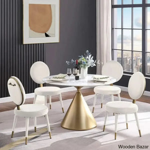 Santor Stylish 4 Seater Pedestal Dining Set - Craft Decor Beige