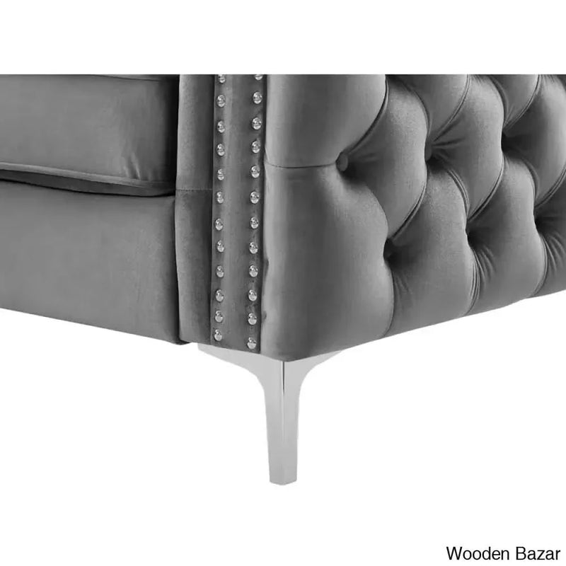 Saxis 86'' Velvet Square Arm Sofa