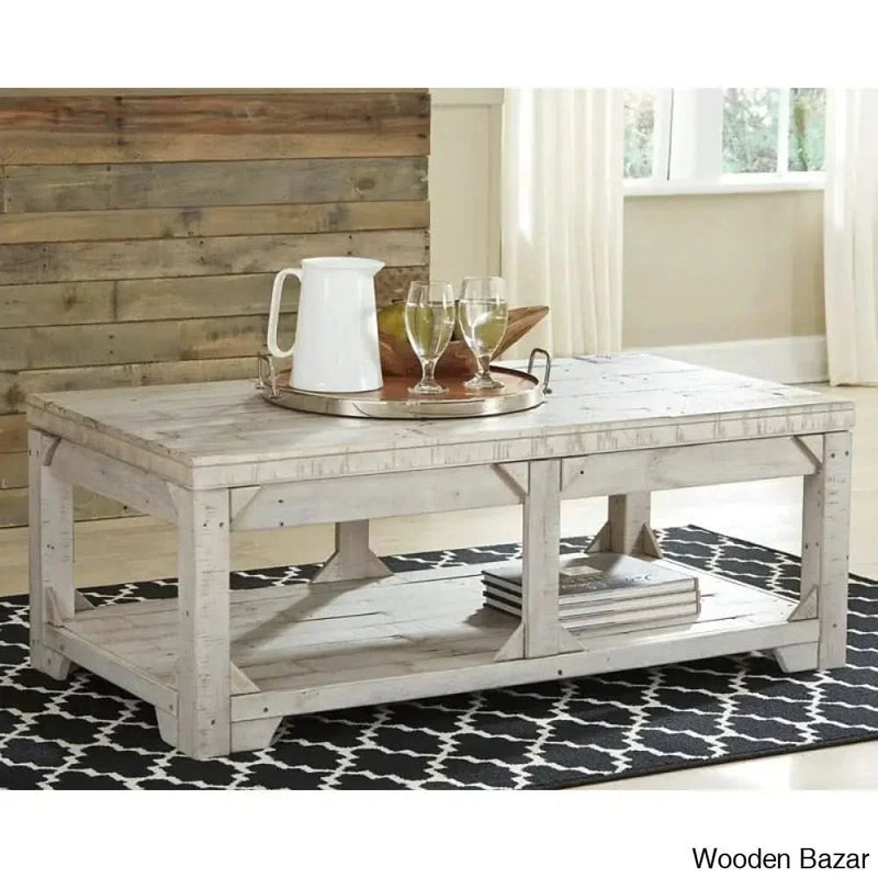 Seijav Solid Wood Coffee and center Table