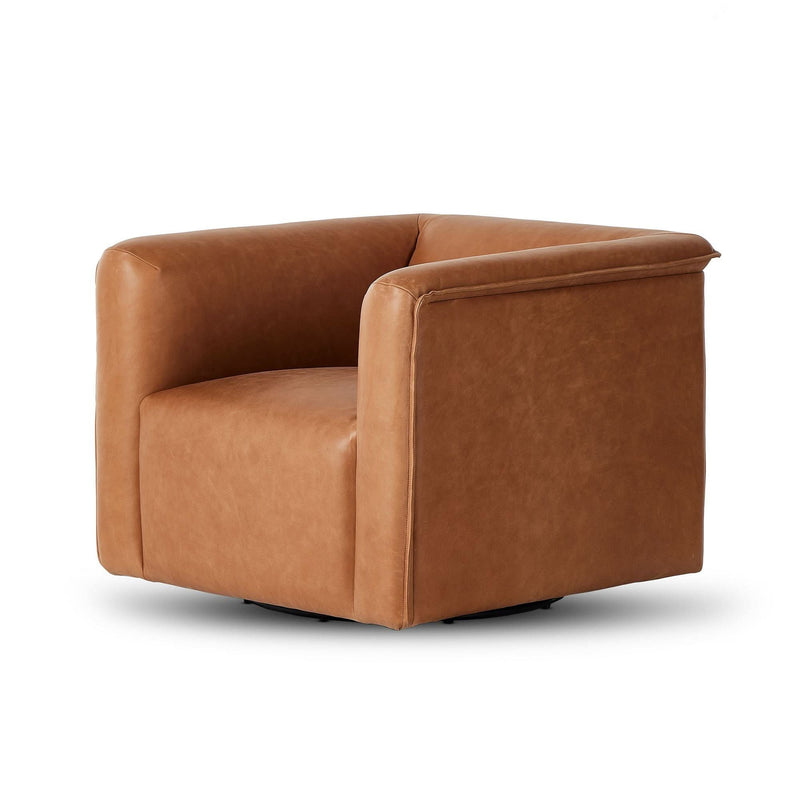 Aqaan Leather Swivel Chair - Craft Decor