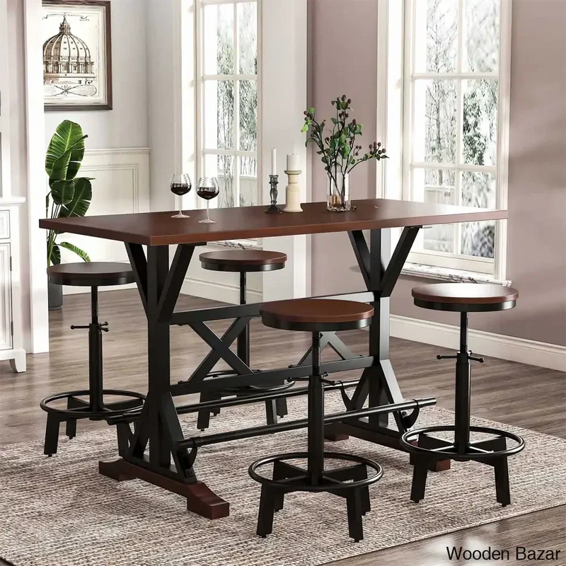 Shaylee 59'' Solid Wood Bar Set Latest Design