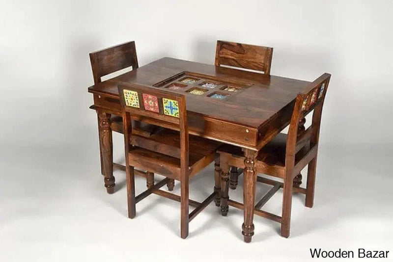 Sheesham Wood Likaya 4-Seater Dining set - Craft Decor