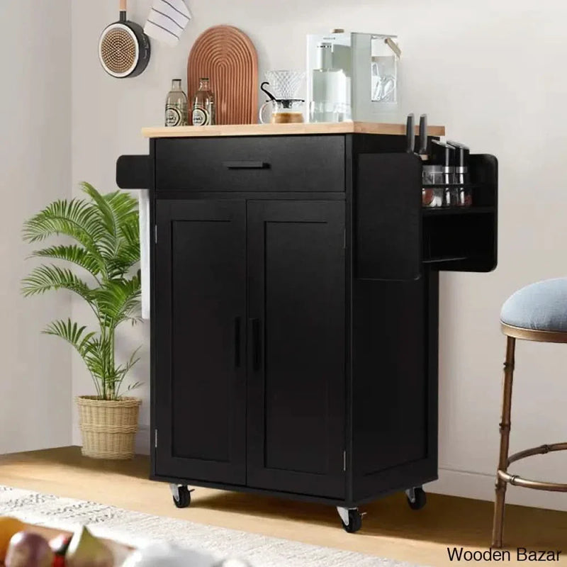 Shevani Wood Kitchen Cart Kitchen trolley cart cabinet kitchen island with storage