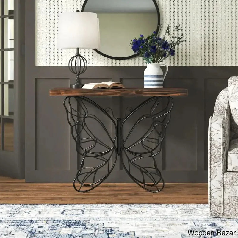 Shiela Solid Wood and Iron Console Table