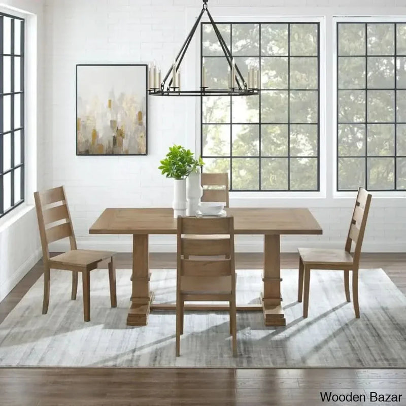 Shillong New Trestle Dining Set For Modern Living - Craft Decor 4 Seater