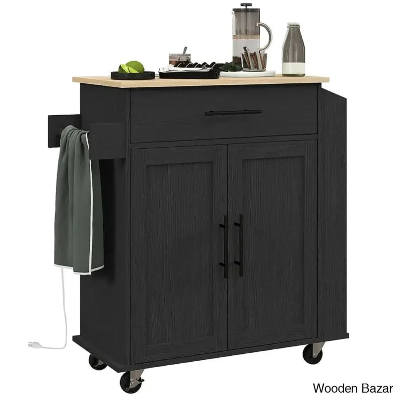 Sicilee Wood Kitchen Cart Kitchen trolley cart cabinet kitchen island with storage