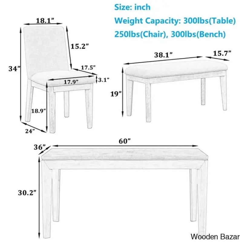 Six Piece Teak Wood Dining Set