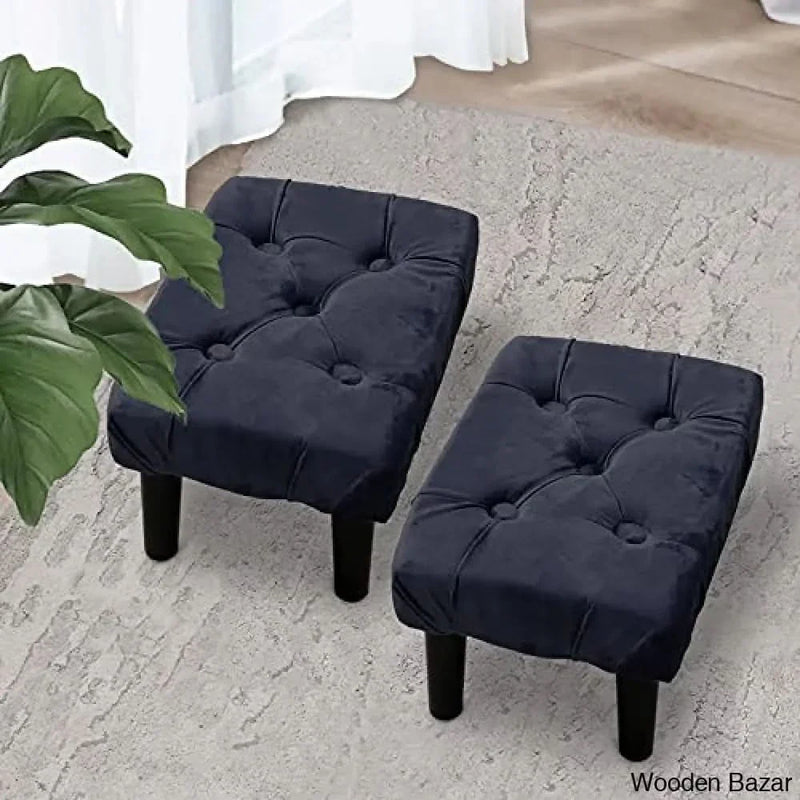 Small Footstool Ottoman, Soft Velvet Fabric Step Stool with Wood Legs, Toddler Wooden Stool