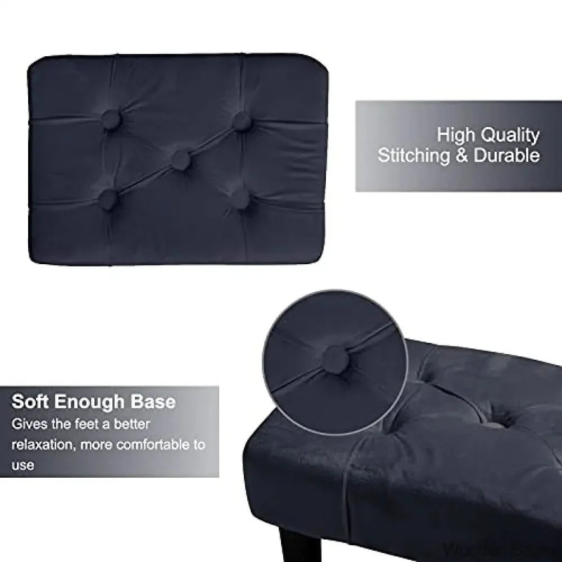 Small Footstool Ottoman, Soft Velvet Fabric Step Stool with Wood Legs, Toddler Wooden Stool