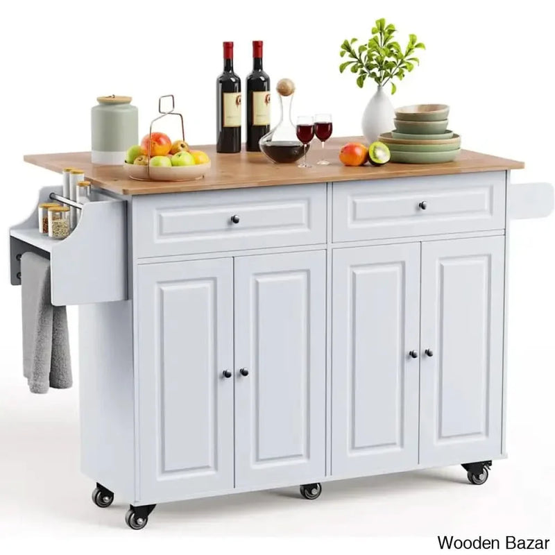 Solid Wood Kitchen Island Kitchen trolley cart cabinet kitchen island with storage