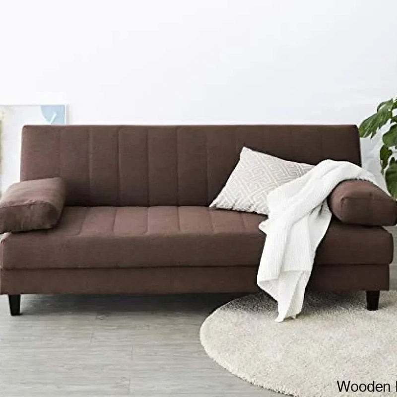 Solimo Tempel Fabric 3 Seater Sofa cum Bed (Dark Brown)
