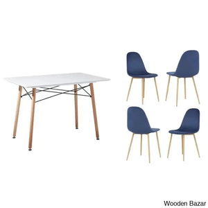 Stanton Modern 4 Seater Dining Table Set - Craft Decor Blue
