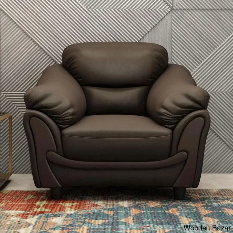 Stylish Leatherette 1 Seater Sofa in Rich Coffee Brown