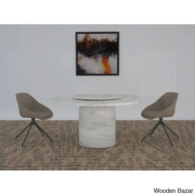 SUEDEN New 3 Seater Pedestal Dining Set Marble Top