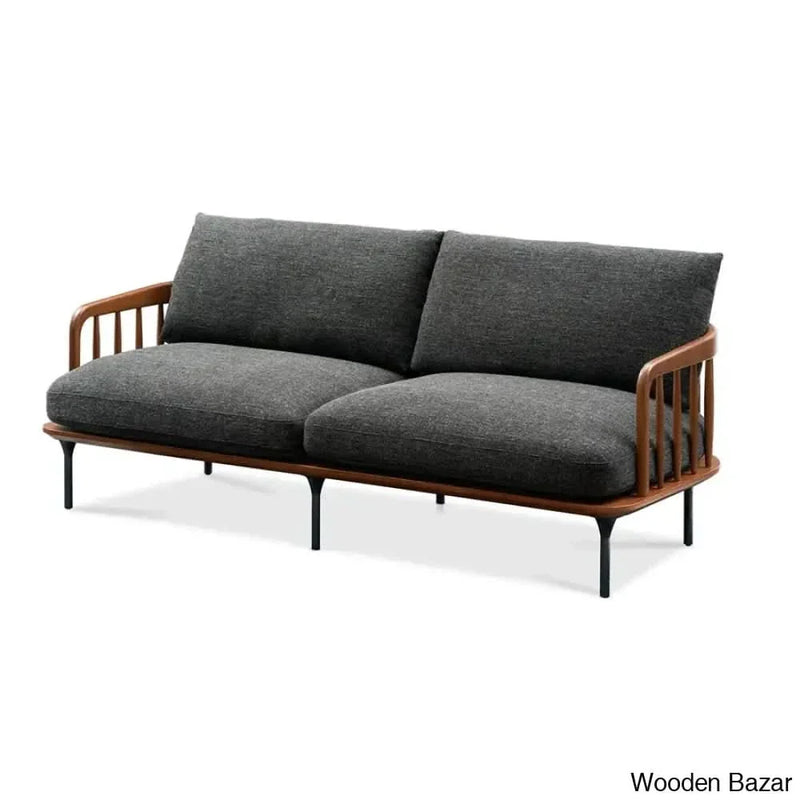 Susan Solid Wood 3-Seater Sofa with Comfortable Backrest