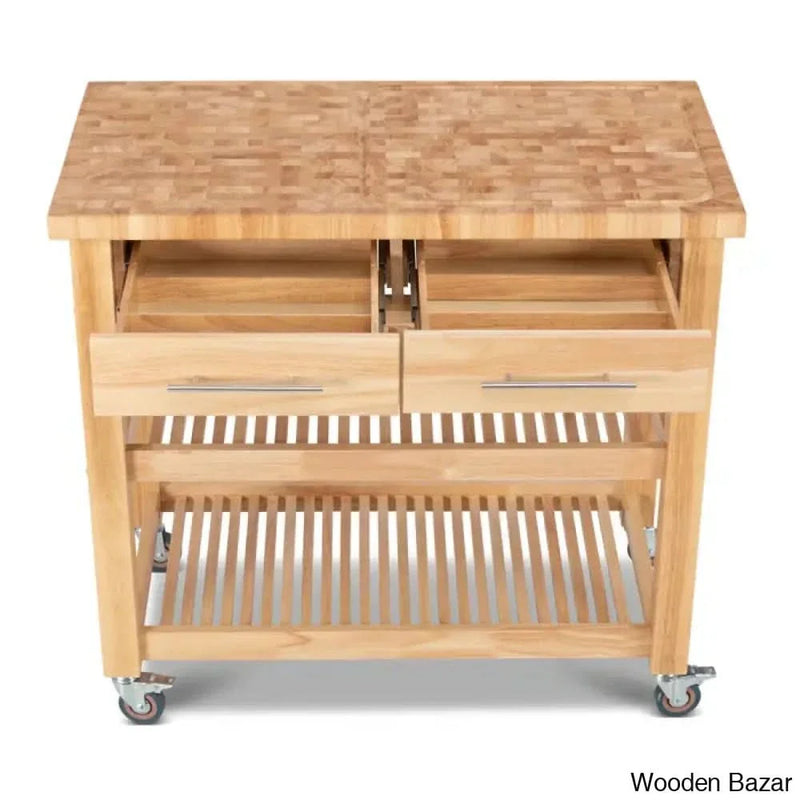 Sydney 38.30'' Wide Rolling Kitchen Cart Kitchen trolley cart cabinet kitchen island with storage