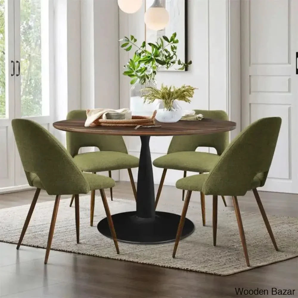 Syster Latest 4 Seater New Pedestal Dining Set - Craft Decor Green