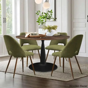 Syster Latest 4 Seater New Pedestal Dining Set - Craft Decor Green