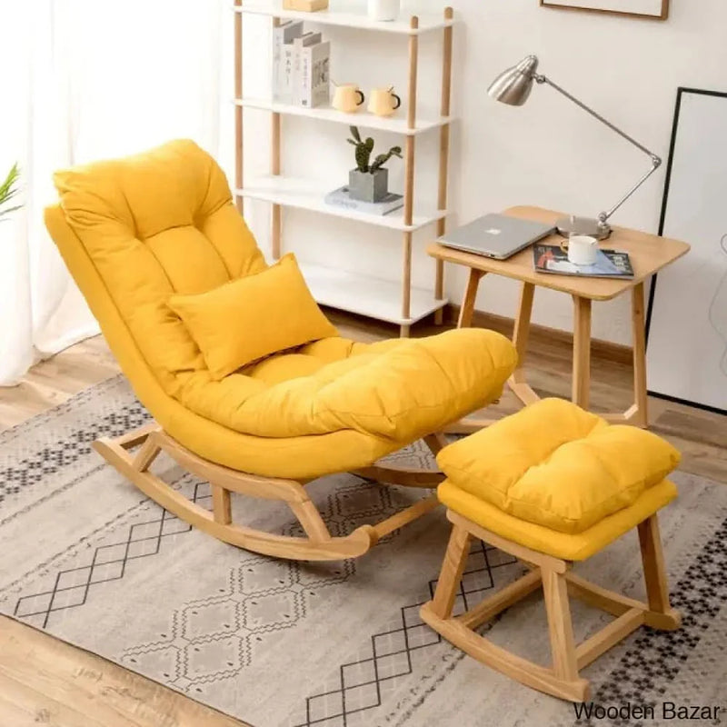 Teak Wood Rocking Chair With Footrest