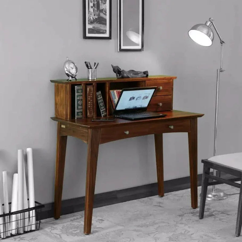 Tectona Teak Wood Study Table In Provincial Teak Finish
