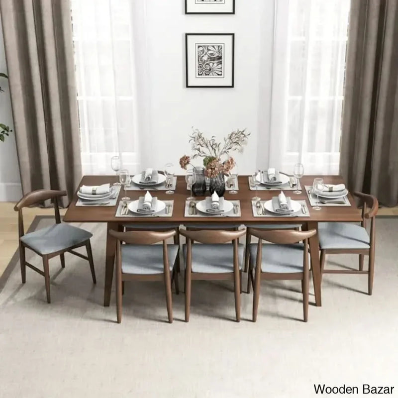 Thornton Modern 8 Seater Solid Wood Dining Set - Craft Decor