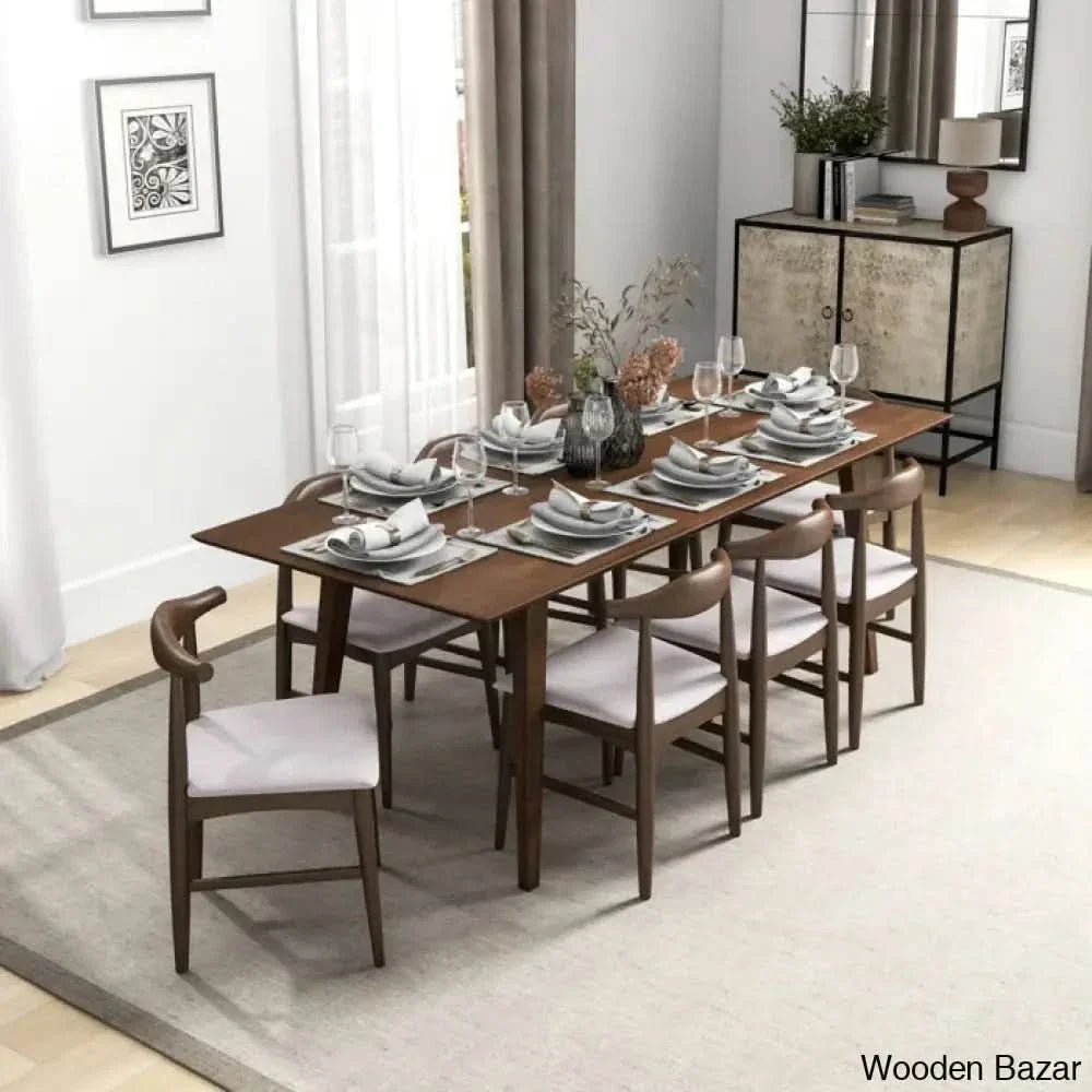 Thornton Modern 8 Seater Solid Wood Dining Set - Craft Decor Cream