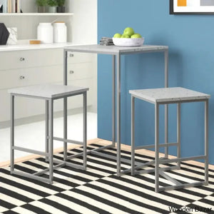 Tilden 3 Piece Stylish Club/Pub Set - Craft Decor Gray Terrazzo