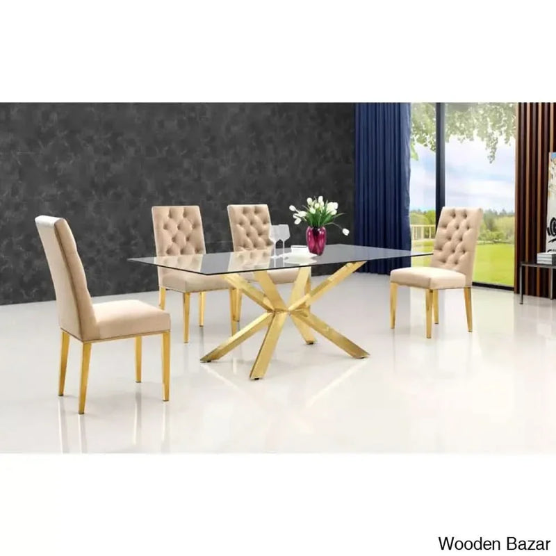Torred Stylish 4 Seater Glass Top dining set - Craft Decor
