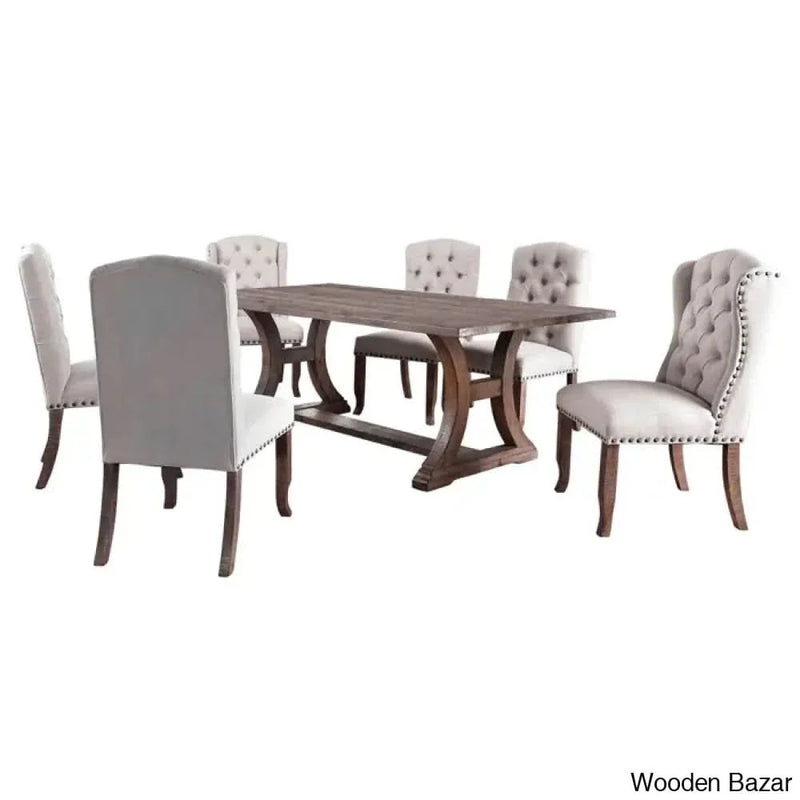 Trolex New 6 Seater Wooden Premium Dining Table Set
